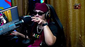 kiara blay shows body during podcast, attracting host's attention - full in sheer red