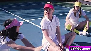Besties Crave Tennis Stud For Wild Outdoor Fuck