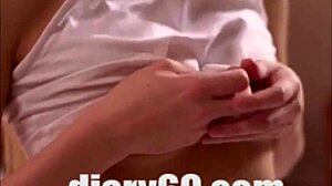 Young blonde beauty teasing with sensual moves and charm.