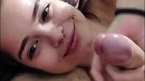 White Moon gives a hot blowjob to warm up in this chilly weather