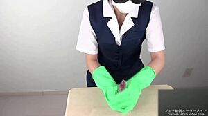 Intriguing Handjob Technique Using Latex Gloves