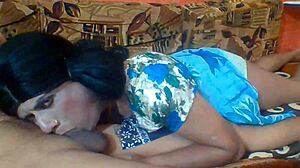 Painful Blowjob with Brutal Whipping for Indian Shemale in Submission