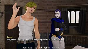 Sanji in hentai parody game swallows cum with Raven