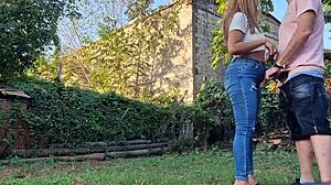 Oh man, I uh, got my neighbor sucking my dick deepthroat on my land like a latina milf amateur