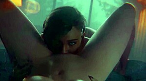 Two girls kissing and fondling each other in a 3D animated porn video