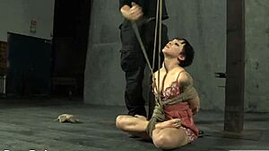 Gagged Beauty Takes Hard Whipping on Her Milk Shakes. European Couple Goes Wild with Choking and Ball Licking.