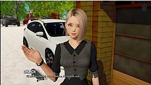 Skinny brunette in ripped lingerie teases with wild moves.