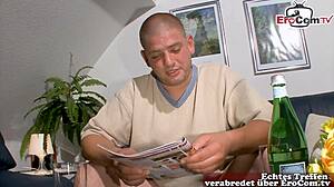 German chubby amateur milf with natural curves meets stranger at wild casting.