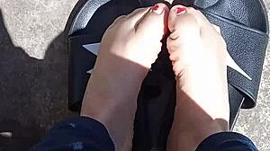 Feet basking in the sun before pedicure