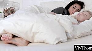 Cute lesbians suck clits and toes in bed! 😍