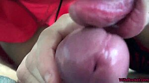 Lucky Husband's Wife Shares Cum with Girlfriend in Threesome
