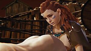 in horizon zero dawn, aloy gets creampied in 3d porn