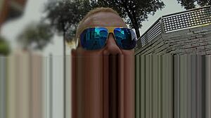 He negotiates a semi-public blowjob with big tits babe, then takes her to apartment for passionate pounding on monster cock.