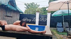 I made my horny Asian wife squirt in public pool!