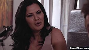 Jasmine Jae seduces stepson with massive tits for rough sex