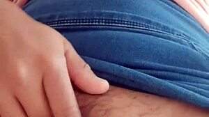 Sexy morena masturbates her hairy vagina with intense passion in close-up view.