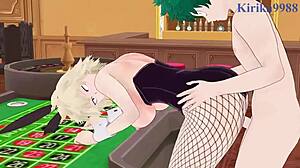 Mitsuki Bakugo and Kyoka Jiro with Izuku Midoriya in Bunny Girl Outfit