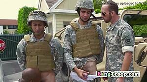 Army soldiers dive into steamy outdoor orgy led by sergeant