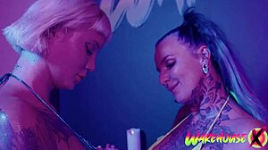 Incredible Lesbian Orgasm During Pussy Fuck With A Huge Double Dildo