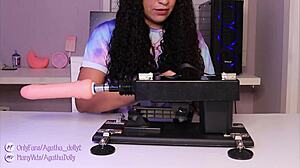 Unboxing my new sex machine Agatha Dolly, testing its incredible speed on all fours