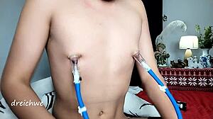 Nipple sucker for men in exotic solo scenes