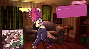 Two chicks playing poker in a furry strip poker game.