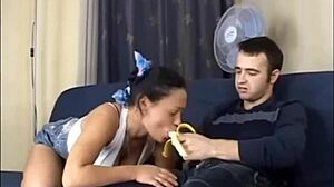 Not sister gets cum in mouth after blowjob.