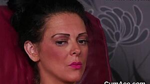 Peculiar model experiences an unusual facial treatment and swallows everything