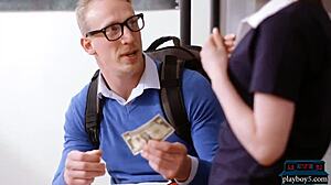 redhead teen bounces big ass on new student