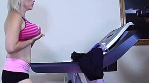 Curvy Girl Next Door Nadia White Reaches Multiple Orgasms on Treadmill