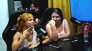 flora vip strips tits out on podcast while ruan flashes cock