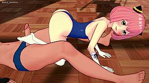 Removing anya's bikini for better fun in adult parody masturbation with gloves and cumshot