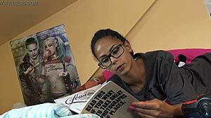 Isabella Reads in T-Shirt and Panties Showing Sexy Legs