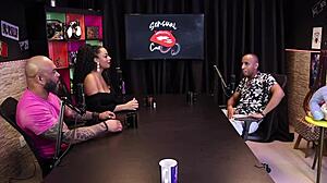 The hot black woman measures the big dick and gives an emotional blowjob