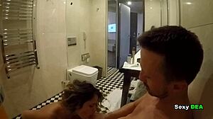 Goddess sexydeas reveals wet pussy secrets in bathroom after monster cock session
