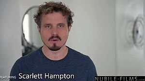 Sassy Scarlett Hampton Seductively Negotiates Riding With Thong And Shaved Pussy