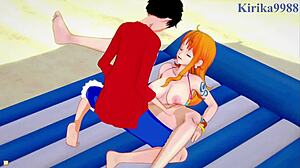 What happens when Nami, Nefertari Vivi, and Monkey D. Luffy dive into intense One Piece hentai action?