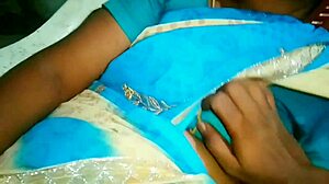 Indian aunty cleans room and beds house owner with passion