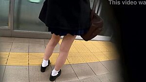 damn, spying on this cute teen in uniform got me wild!