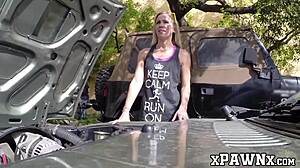 This handsome babe traded her junk car for pawnshop banging.