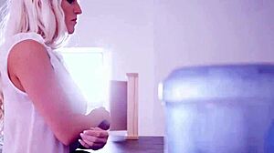 Blanche Bradburry and Kristof Cale in office flashing scene.