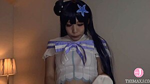 Pretty Japanese Babe in Hentai Cosplay Gets Fingered and Creampied Doggystyle