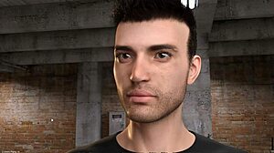 Stunning 3D cartoon striptease gameplay in nightclub bathroom scene