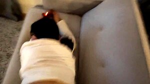 I ride my girlfriend deliciously while playing video games on the sofa