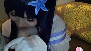 Pretty Japanese Babe in Hentai Cosplay Gets Fingered and Creampied Doggystyle