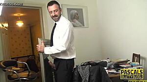 tattooed chubby sub gets fingered in wild session