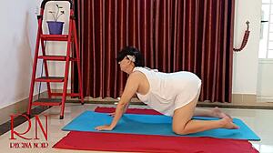 Regina Noir Practices Nude Yoga in Gym