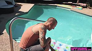 Bisexual Teens in Bikinis Fuck Hard by Outdoor Pool