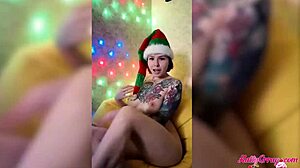 Hot redhead plays pussy with vibrator after party, reaches orgasm