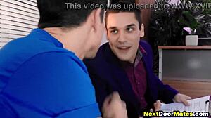 Gay pornstar gives blowjob and barebacks straight guy with rimjob and anal